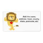 Cute Strong Cartoon Lion Heart Shipping Label labels