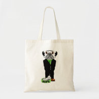 Cute, Stubborn Pug with Flower Pattern Budget Tote Bag