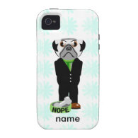 Cute, Stubborn Pug with Flower Pattern Vibe iPhone 4 Covers