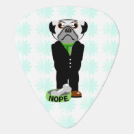 Cute, Stubborn Pug with Flower Pattern Guitar Pick