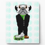 Cute, Stubborn Pug with Flower Pattern Plaque