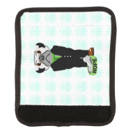 Cute, Stubborn Pug with Flower Pattern Luggage Handle Wrap