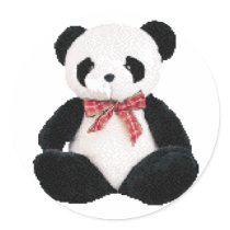Cute Stuffed Panda Round Sticker