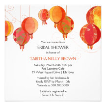 Cute & Stylish Red Lanterns Bridal Shower Invites