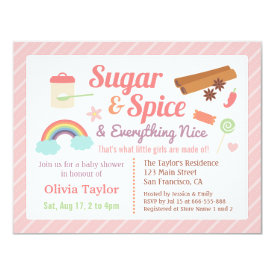 Cute Sugar and Spice Baby Girl Shower 4.25x5.5 Paper Invitation Card