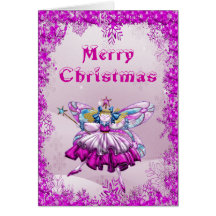 Cute Sugar Plum Fairy & Sequins Christmas Card