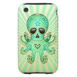 Cute Sugar Skull Zombie Octopus - Green iPhone 3 Tough Covers
