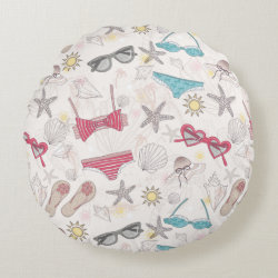 Cute Summer Abstract Pattern Round Pillow
