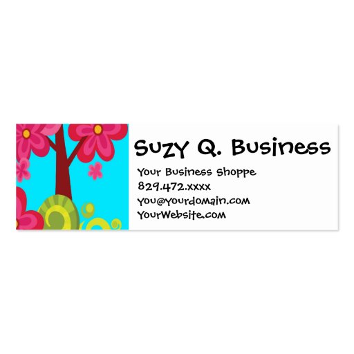Cute Summer Fun Pink Flower Trees Business Cards (front side)