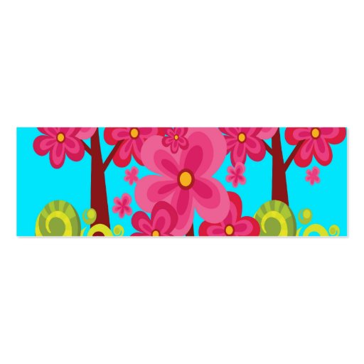 Cute Summer Fun Pink Flower Trees Business Cards (back side)