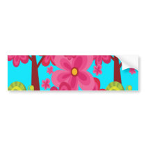 Cute Summer Fun Pink Flower Trees Lollipop Forest Bumper Stickers