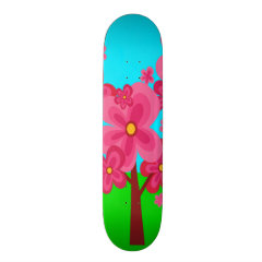 Cute Summer Fun Pink Flower Trees Lollipop Forest Skate Boards