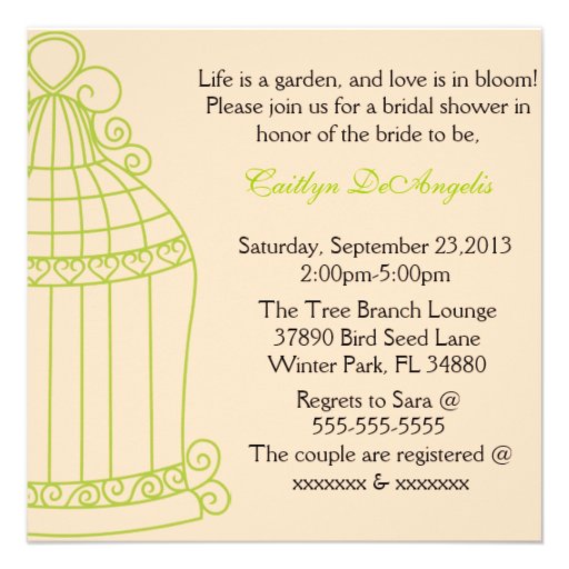 Cute Summer Garden Birdcage Bridal Shower Invite