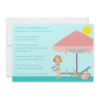 Cute summertime pool party 5x7 invitation invitation