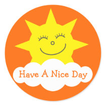 Cute Sun & Cloud Have A Nice Day Orange Stickers