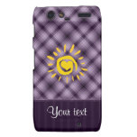 Cute Sun & Heart on Purple Plaid Droid RAZR Case