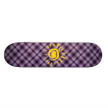 Cute Sun & Heart on Purple Plaid Skate Board Decks