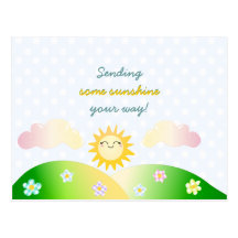 Cute sun kawaii cartoon post cards