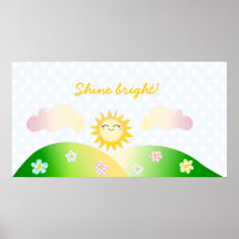 Cute sun kawaii cartoon posters