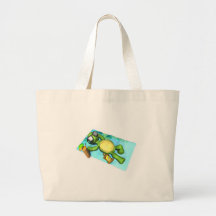 cute sun tanning turtle canvas bags