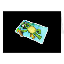 cute sun tanning turtle greeting card