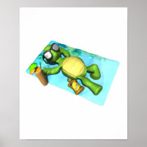 cute sun tanning turtle posters