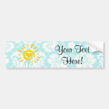 Cute Sun; Teal Damask Bumper Stickers