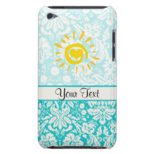 Cute Sun; Teal Damask iPod Case-Mate Cases