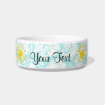 Cute Sun; Teal Damask Pet Bowl