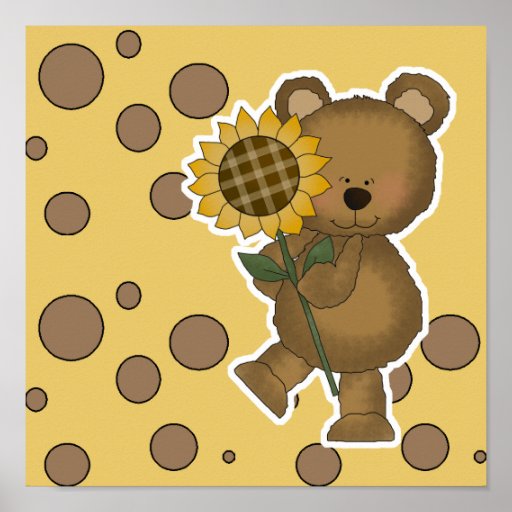 teddy bear holding a sunflower