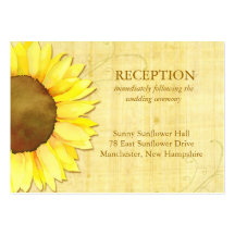 Cute Sunflower Wedding Reception Insert (3.5x2.5) Business Cards