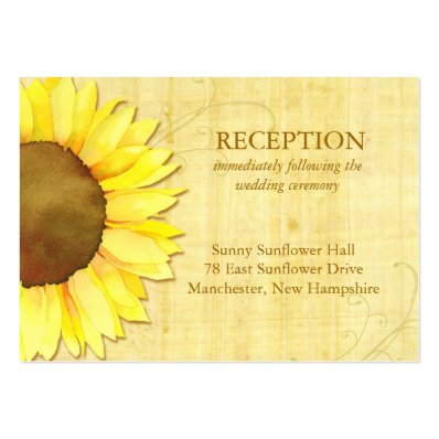 Cute Sunflower Wedding Reception Insert 3.5x2.5 Large Business Card