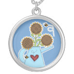 Cute Sunflowers in a Watering Can Necklace