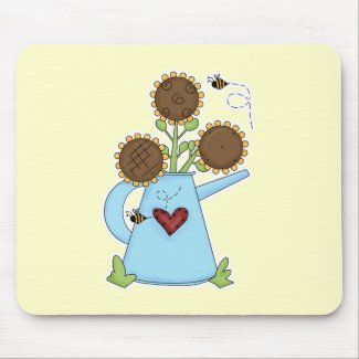 Cute Sunflowers in Watering Can mousepad