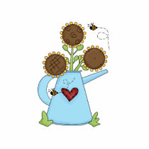 Cute Sunflowers in Watering Can photo sculptures