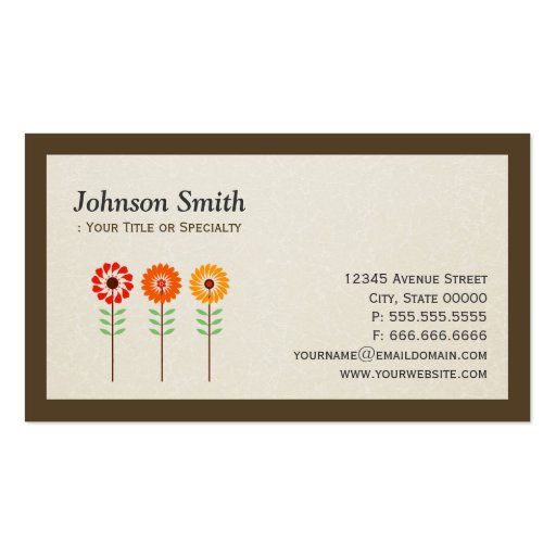 Cute Sunflowers - Modern Stylish Business Card (front side)