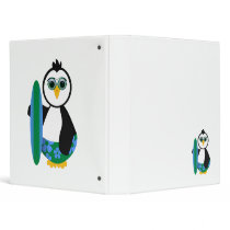 Cute Sunny Surfer Penguin Binders