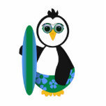 Cute Sunny Surfer Penguin Cut Outs