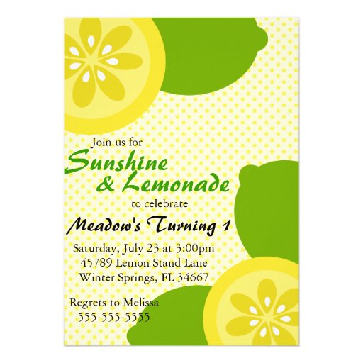 Cute Sunshine & Lemonade Party Invitation