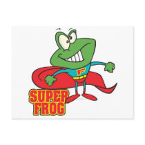 cute super frog superhero cartoon postcard
