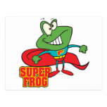 cute super frog superhero cartoon postcard