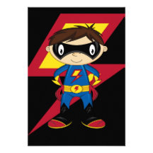 Cute Superhero Boy Invites