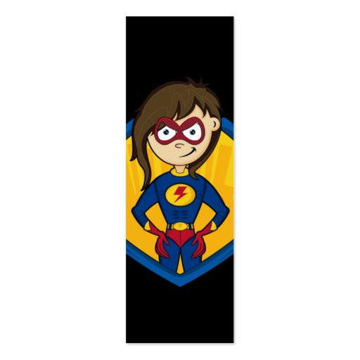 Cute Superhero Girl Bookmark Business Card Template (front side)