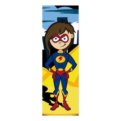Cute Superhero Girl Bookmark Business Cards (front side)