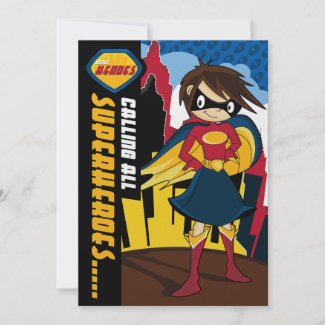 Cute Superhero Girl Party Invite invitation