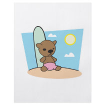 cute surfer teddy bear flyer design