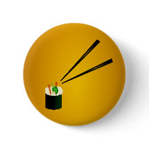 Cute Sushi Roll In Corner With Chopsticks Button