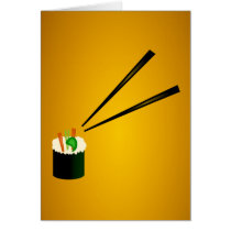 Cute Sushi Roll In Corner With Chopsticks Cards