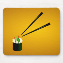Cute Sushi Roll In Corner With Chopsticks Mousepad