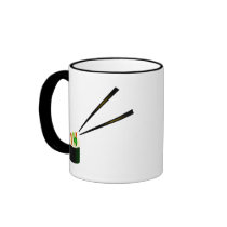 Cute Sushi Roll In Corner With Chopsticks Mugs